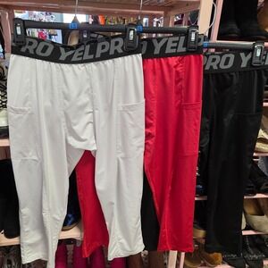 YEL PRO Athletic Pants Mens Size L Black White Red Full Length Pockets
